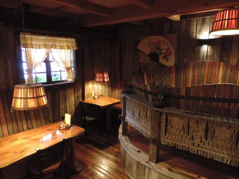 Wooden booths and macrame